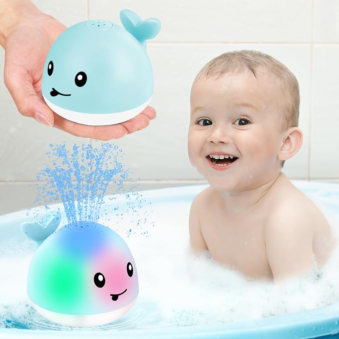 Gigilli Baby Bath Toys, Light Up Whale Bath Toy Sprinkler for Kids Boy Girl | Bath Toys for Kids Ages Boys Girls Gifts Pool Water Toys Babies Toddlers Birthday Bathtub Tub Fountain Water Table Toy