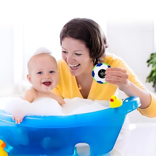 Baby Bath Thermometer - Digital Floating Water Thermometer with LED Display & Color Temperature Alerts, Rechargeable Bath Toy for Infant Bathtub Safety, Newborn Bath Essentials Gift