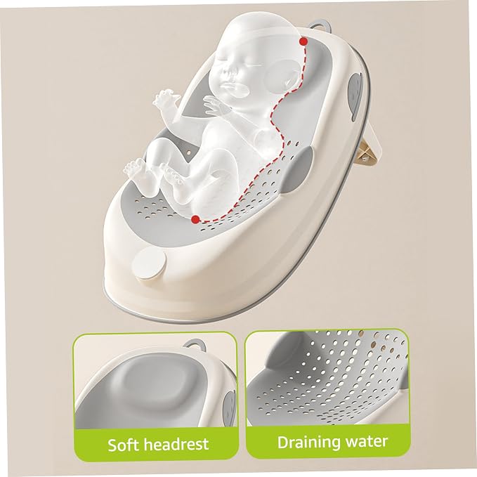 Baby Bath Support, Non Slip Infant Bathtub Seat with Soft Spine Support and Foldable Feet, Gray