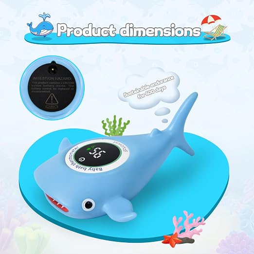 Baby Bath Thermometer, Floating Whale Toy - Baby Bathing Safety Monitor | Cold and Warm Dual Zone Color Code, Real-time Water Temperature Sensor, Detachable Floating Toy, Special Supply for Maternal