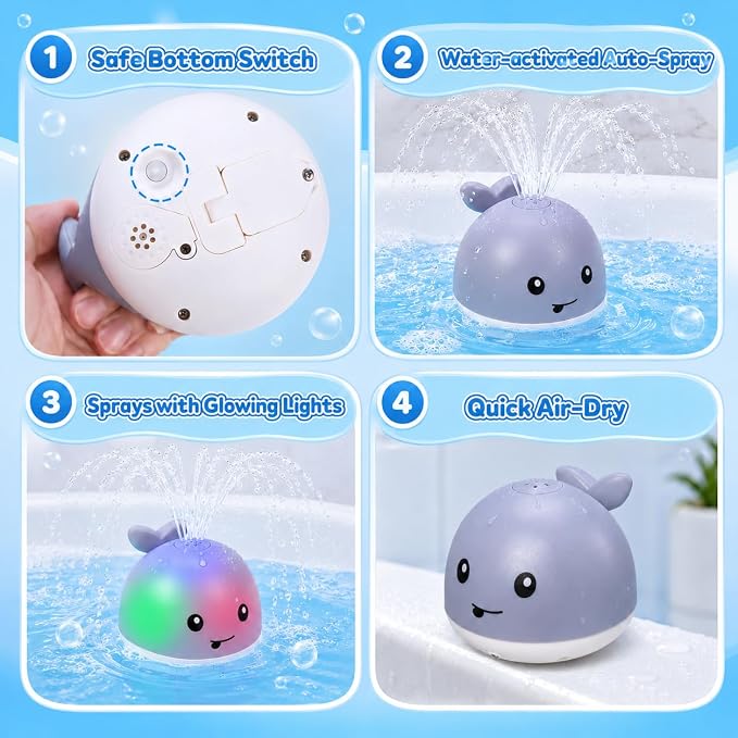 Gigilli Baby Bath Toys, Light up Bath Toys for Kids Ages 1-3, Pool Water Toys 1 Year Old Boys Girls Gifts, 6-12-18 Months Baby Whale Bath Toy Sprinkler, Toddler Fountain Bathtub Water Table Toy