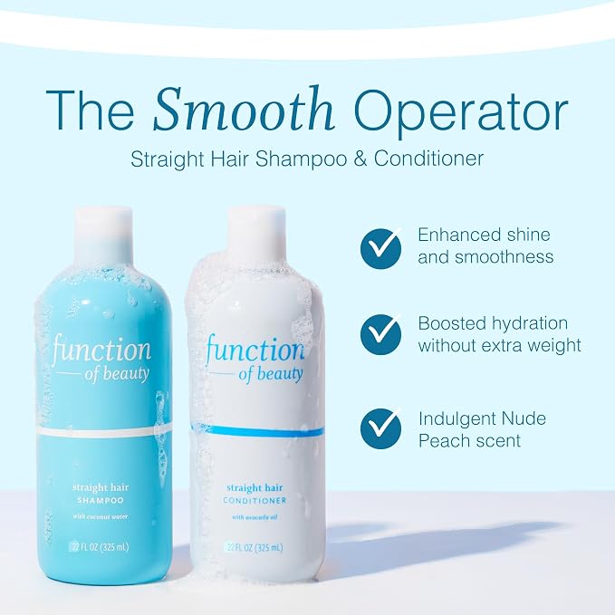 Function of Beauty Straight Hair Shampoo & Conditioner XL Set - Sulfate-Free Shampoo & Conditioner Duo for Natural Volume & Shine - Anti-Frizz, Lightweight & Hydrating - Oily Hair Care Products