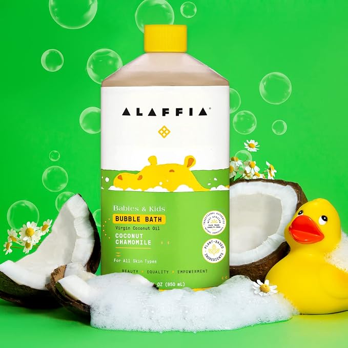 Alaffia Bubble Bath for Babies & Kids, Coconut Chamomile 2-Pack – Long-Lasting, Moisture-Rich Bubbles with Coconut Oil, 32 Fl Oz Ea