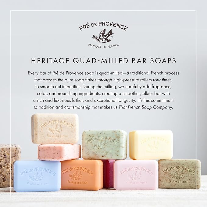 Pre de Provence Artisanal Soap Bar, Enriched with Organic Shea Butter, Natural French Skincare, Quad Milled for Rich Smooth Lather, 8.8 Ounce, Lime Zest
