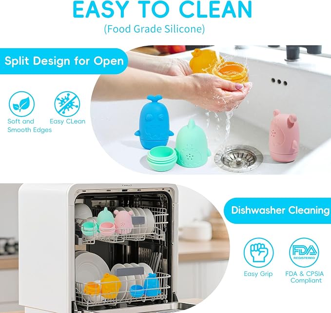 Baby Bath Toys for Kids Ages 1-3, 15PCS Mold Free Bath Toys Toddlers 2-4, Bathtub Pool Water Table Toys, Silicone Bath Toy and Floating Boats & Stacking Spoons for Babies 6-12 Months