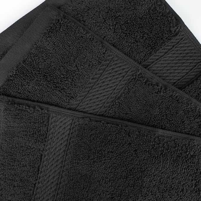 Superior Egyptian Cotton Ultra Plush & Absorbent, 3 Piece Set, Black | Quick Dry, Soft Luxury Towel Set, Bath Essentials, Guest Bath, Spa, 1 Bath, 1 Hand, 1 Face Towels, Madeline Towels