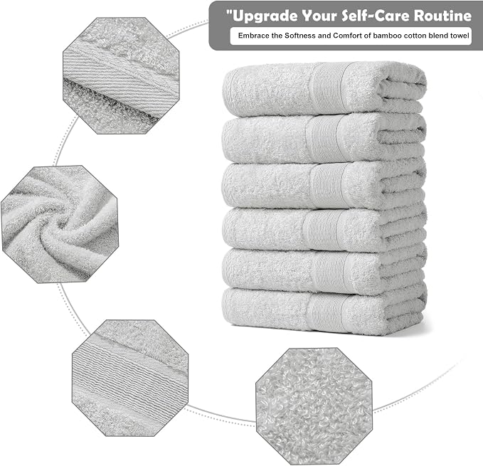 Aibaser Hand Towels-16x30inch - Lightweight and Highly Absorbent Hand Towels for Bathroom, Travel, Gym, Shower and Spa (Light Grey)