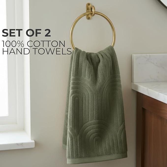 KIBAGA Decorative Hand Towels for Your Bathroom Or Kitchen – Luxurious Set of 2 Soft Boho Cotton Towels are Absorbent, Lightweight & Dry Quickly - Perfect to Elevate Any Bath Decoration at Home