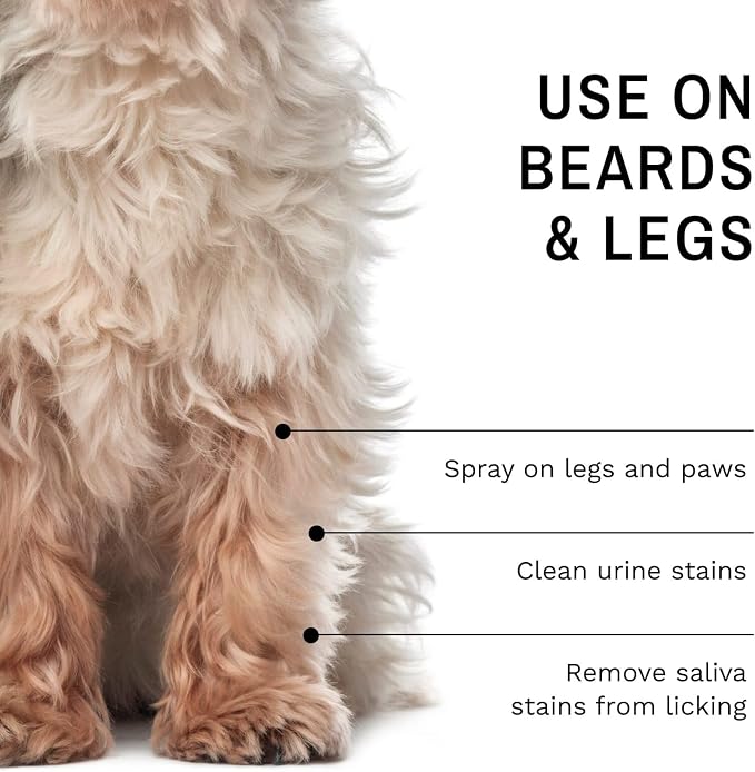 Eye Envy Beard Stain Remover Spray for Dogs/Cats. Natural, Safe. Remove Stains from Drooling, Saliva, Food, Runoff from Tearing. Removes Odors. Keeps Dog Beards Clean. 8oz