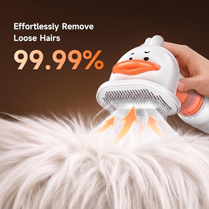 PAPMINI Premium Vacuum Dog Brush for Shedding, 4-in-1 Self-Cleaning Grooming Brush with Built-in Hair Collection, Undercoat Rake & Professional Deshedding Tool for Short & Medium Hair Dogs