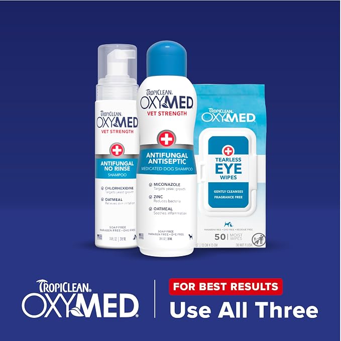OxyMed Dry Shampoo for Dogs, No Rinse Waterless Shampoo, Dog Skin Irritation, Safe for Cats, 7.4 oz