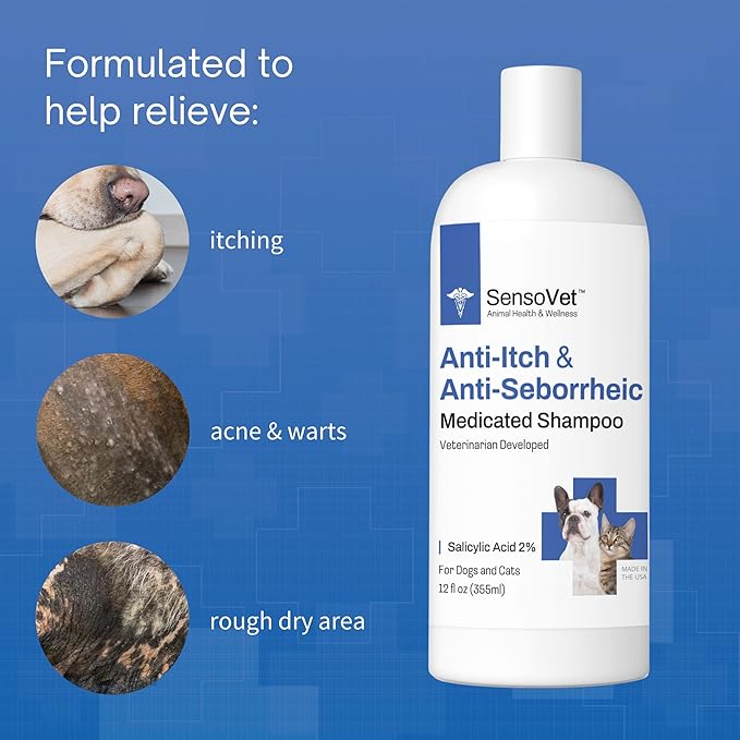 Antiseborrheic Medicated Shampoo for Dogs and Cats, 12 Oz