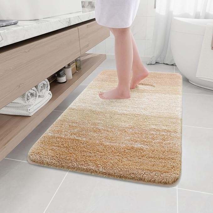 Arotive Microfiber Bathroom Rugs, Shaggy Soft and Absorbent Bath Rug, Thick Plush Machine Washable Dry Bath Mats for Bathroom, Tub and Shower, 44x32, Beige, Rectangular