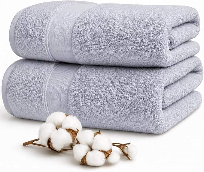 2 Pack Oversized Organic Cotton Bath Sheets 36x72 – Light Gray | Oversized 36x72 Organic Cotton Bath Sheets, 700 GSM Luxury Weight – Highly Absorbent, Quick-Dry, GOTS Certified 2 Pack
