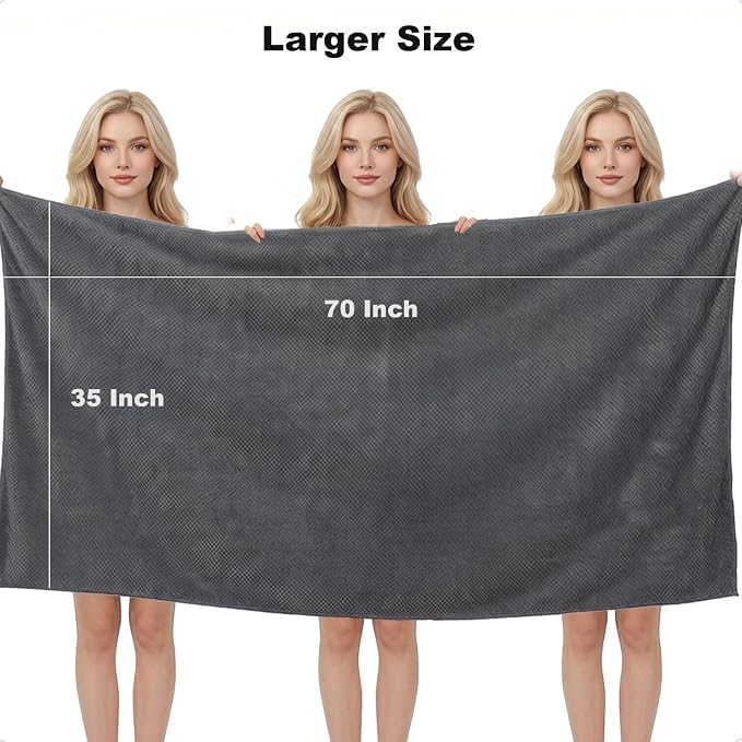 2 Pack Bath Towel Set, Waffle Bath Towel Set, Super Soft Highly Absorbent, Sturdy Quick Drying Towels for Bathroom, Gym, SPA, Yoga (2 Piece 35" x 70", 2Grey)