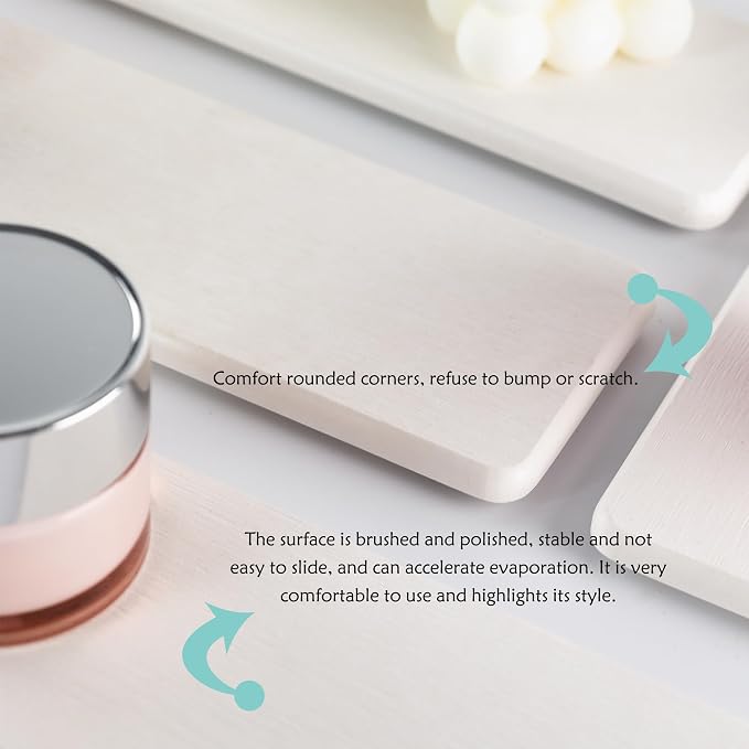 NiuYichee 2 Pcs Water Absorbing Stone Trays, Kitchen/Bathroom Sink Soap Dish, Diatomite Tray Used for Hand Soap & Cosmetic Bottles in The Modern Home, 3.15" W x 11.8" L, White