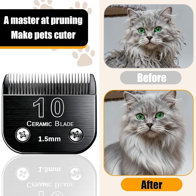 6Pack Dog Grooming Blades Compatible with Andis | Dog Clipper Blades For Oster A5, Wahl km10, Stainless Steel Blades, For Dog, Cat, Horse,Size #10+30+4FC+4FC+5FC+7FC,Black