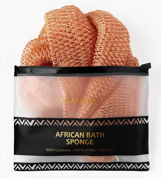 African Net Sponge Authentic - Exfoliating Back Scrub Bath Sponge with Knots - Afro Scrub Body Scrubber Exfoliator Washcloth - African Body Care Daily Use Shower Essentials