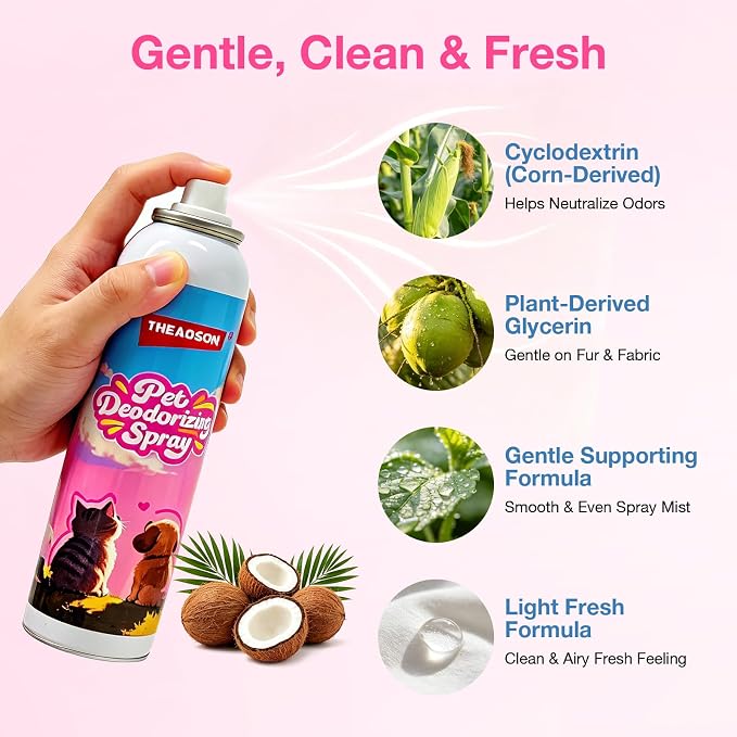 Pet Cologne Spray for Dogs & Cats, 2 Pack Deodorizing Spray with Corn-Derived Cyclodextrin, Long-Lasting Freshness, Alcohol-Free Grooming Mist