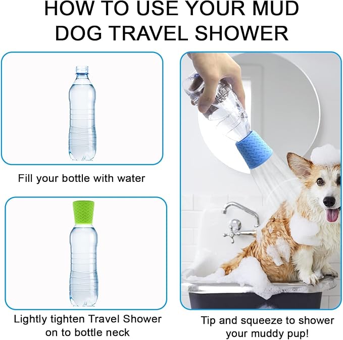 Portable Outdoor Shower For Dogs,Portable Shower Head,Bottle Attachment For Portable Outdoor Shower,Works with Most Plastic Water or Soda Bottles from 16 oz to 2 Liters(Orange)