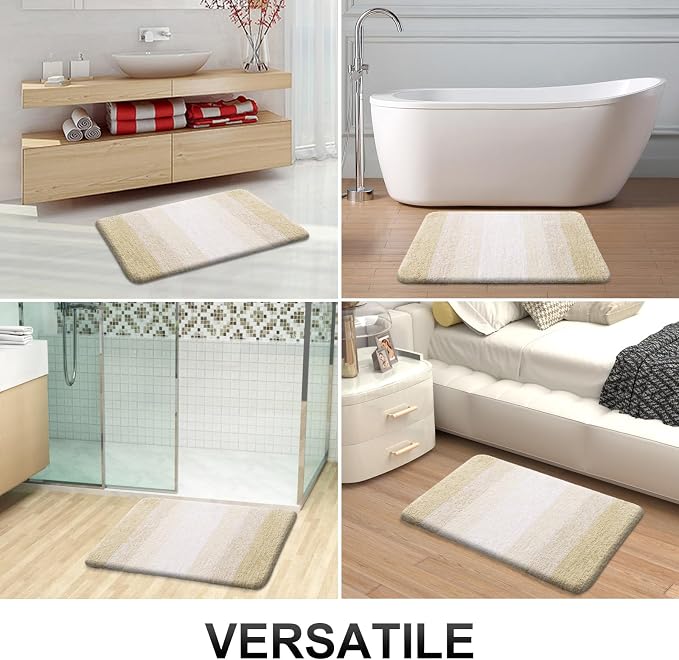 OLANLY Large Bathroom Rugs Mat 45x27, Extra Soft Absorbent Microfiber Bath Rugs, Rubber Backing, Quick Dry, Washable Bath Mats for Bathroom Floor, Tub and Shower, Home Decor Accessories, Light Beige