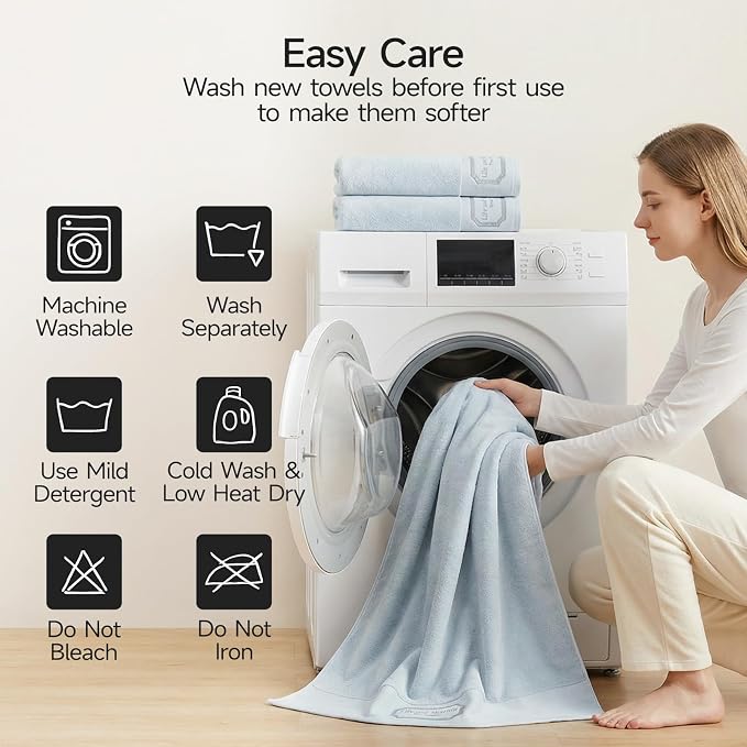REDKISS Extra Large Bath Towels Set of 2, 35x70 inches Hotel Towels Large Size, 100% Cotton Highly Absorbent Bath Sheets, Super Soft Oversized Bath Towels for Bathroom, Spa