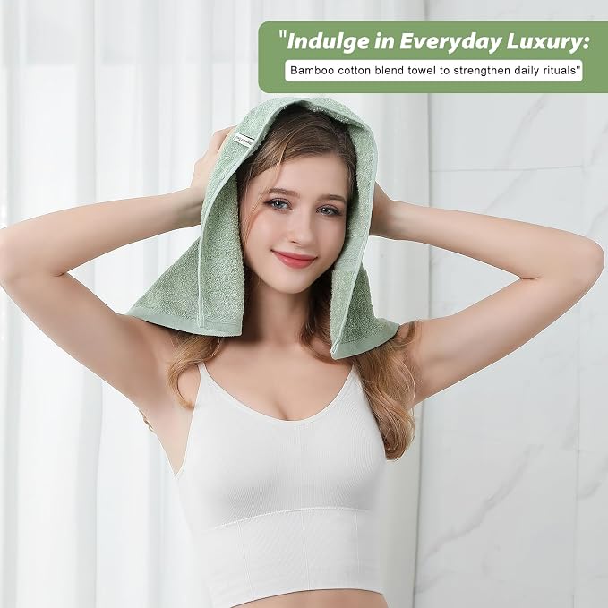 Aibaser Hand Towels-16x30inch - Lightweight and Highly Absorbent Hand Towels for Bathroom, Travel, Gym, Shower and Spa (Green)
