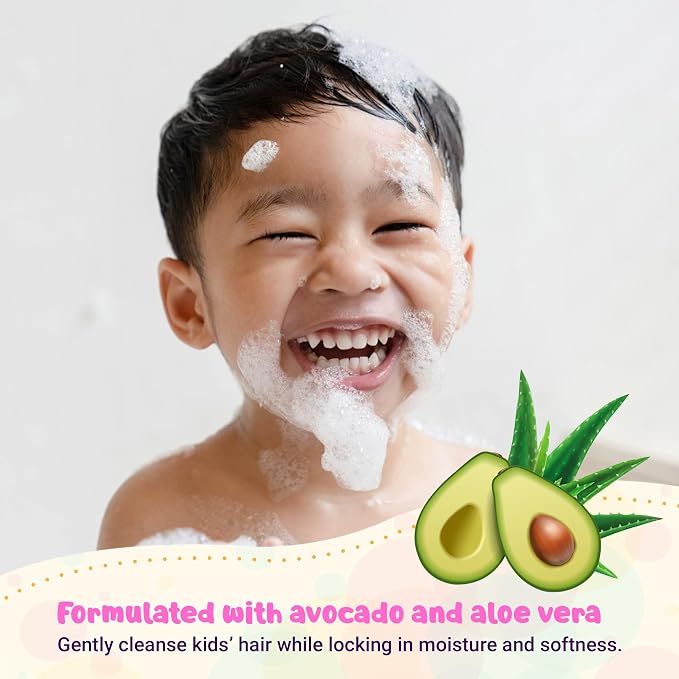 KANICA Kids Shampoo, Avocado & Aloe Vera Gentle Hair Cleanser, Paraben & Alcohol Free, Nourishing Daily Shampoo for Kids Hair Care, 13.5 fl oz (Pack of 2)