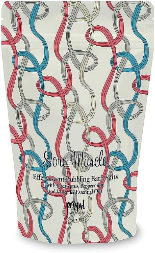 Primal Elements Detoxifying Sea Salt Soak, Bubbling Aromatherapy Salts, Sore Muscle, 12 oz Resealable Bag