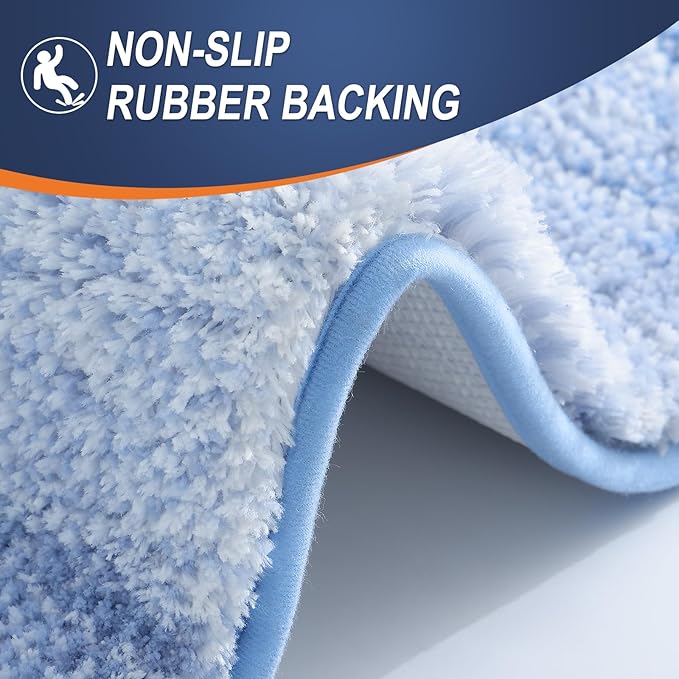 OLANLY Bathroom Rugs Mat 34x21, Extra Soft Absorbent Microfiber Bath Rugs, Rubber Backing, Quick Dry, Machine Washable Bath Mats for Bathroom Floor, Tub and Shower, Home Decor Accessories, Light Blue