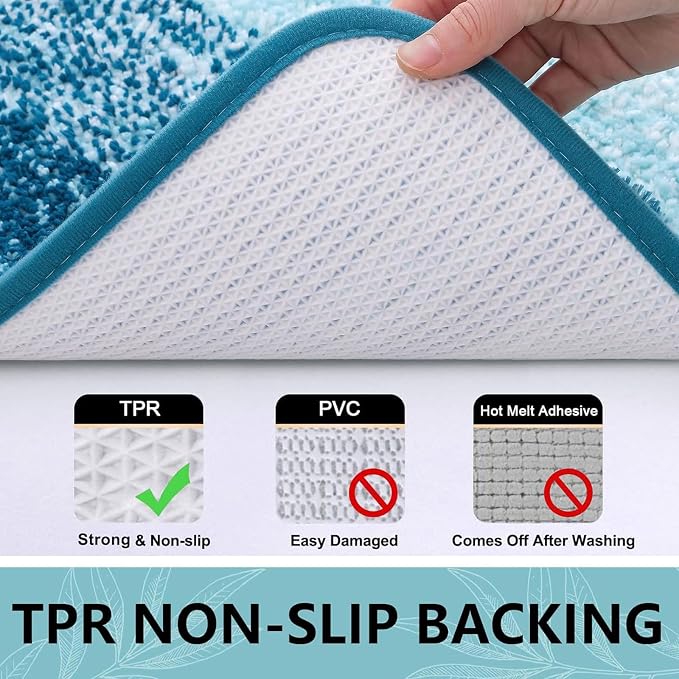 Arotive Microfiber Bathroom Rugs, Shaggy Soft and Absorbent Bath Rug, Thick Plush Machine Washable Dry Bath Mats for Bathroom, Tub and Shower, 70x24, Peacock Blue, Rectangular