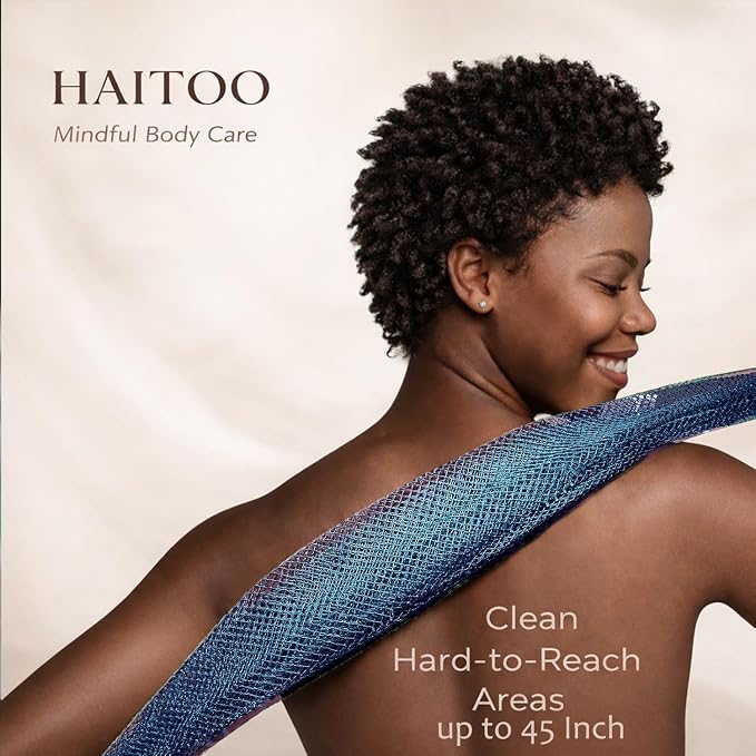 African Net Sponge Authentic, 6 Pieces African Exfoliating Net Sponge Body Back Scrubber Exfoliating Washcloth for Shower Bath for All Types (Black+Olive Green+Pink+Puple+Brown+Champagne Gold, 6 Pcs)