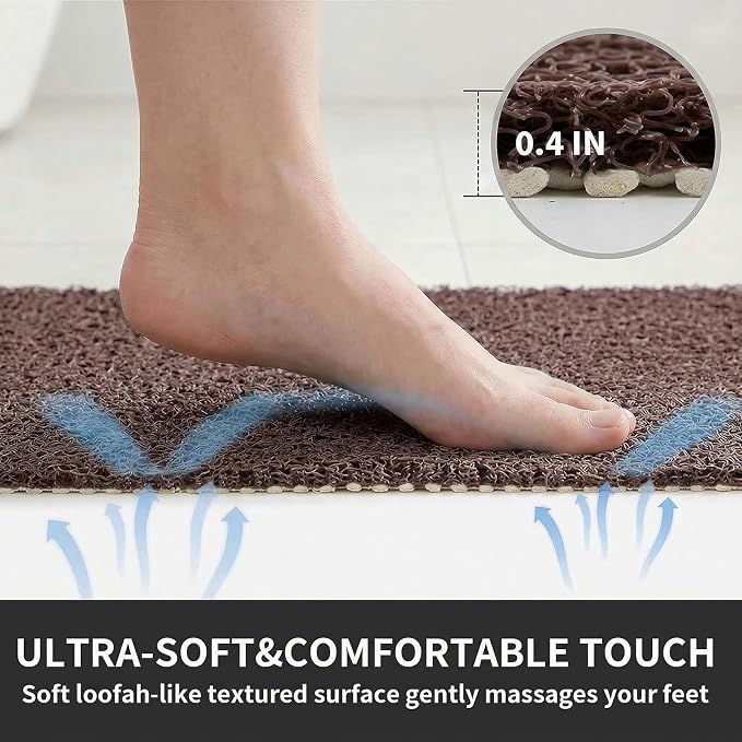 Square Shower Mat Non Slip, 27 x 27 Inch Anti Slip Shower Mat Without Suction Cups, Quick Drying Foot Scrubber PVC Loofah Bath Mats for Bathroom, Tub, Wet Area