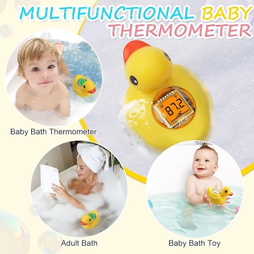 Rechargeable Baby Bath Thermometer | IP68 Waterproof, BPA-Free, Fast Temperature Reading, Backlit Display, For Infants & Toddler
