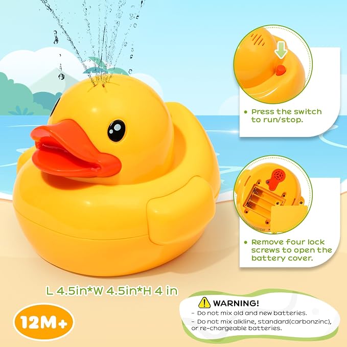Baby Bath Toys Spraying Duck for Toddlers, Water Play Sprinkler for Babies | Cute Duck Design Bathtub Pool Water Toys with Fountain Spray, Fun Baby Bath Companion, Baby Boys Girls Birthday Gifts 12M+