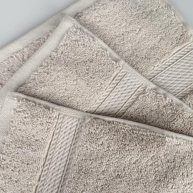 SUPERIOR Egyptian Cotton Plush & Absorbent, Hand Towel Set of 4, Stone | Quick Dry, Soft Luxury Towel Set, Bath Essentials for Bathroom, Guest Bath, Spa, 4 Piece Set, Madeline Towels
