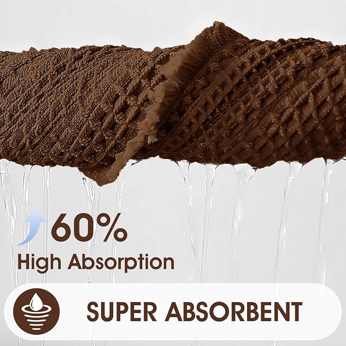 Upgraded Waffle Bath Mat Set 2 Piece Brown, Super Absorbent Non-Slip Quick Dry Bathroom Rugs with Tassels, Machine Washable Ultra Soft Boho Bath Rugs for Floor, Toilet Mats Boho Farmhouse Decor