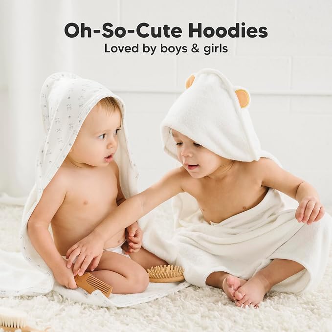 KeaBabies Hooded Baby Towel for Newborn, Baby Bath Towels(Wildscape, 35x35) | Viscose Derived from Bamboo, Large Baby Towels with Hood, Boys, Girls, Toddler, Soft Absorbent Baby Bath Essentials
