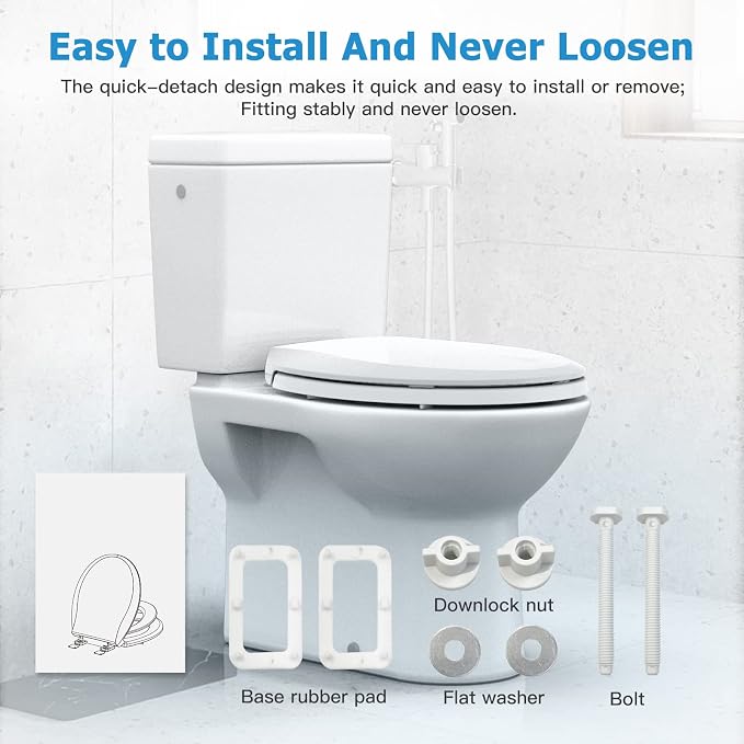 Garvee Round Toilet Seat with Toddler Seat, PP Safe Material, 2 in 1 Toilet Seat for Family Built-in Baby Seat Removable, 17 in,Soft Close + Easy Clean(White)
