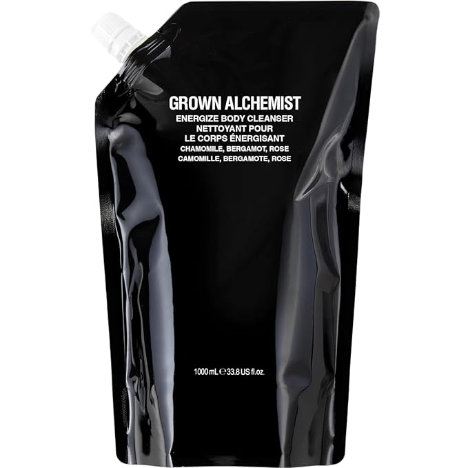 Grown Alchemist Energize Body Cleanser Refill Pouch. Chamomile, Bergamot & Rose Body Cleanser. Gentle Body Wash. Hydrates & Cleanses Skin, (1L).
