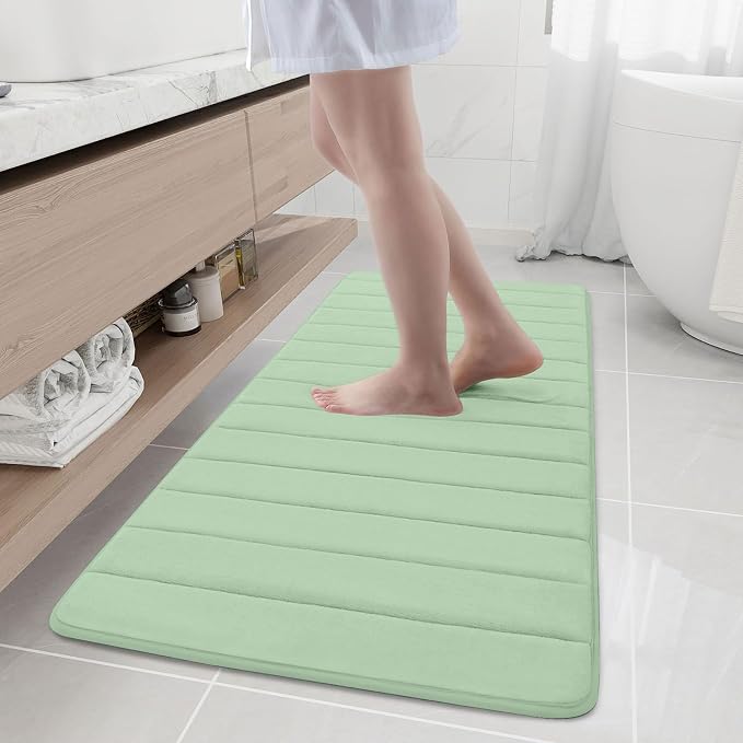Buganda Memory Foam Bath Mat, 55" x 24", Ultra Soft Bathroom Rugs, Water Absorbent and Machine Washable Bath Rug Runner for Bathroom, Shower, and Tub, Sage Green