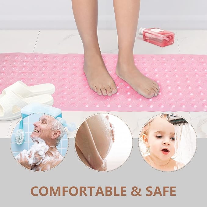Sheepping Baby Bath Mat for Tub Non Slip Extra Long Cover Bathtub Mat for Toddler Kids 40 X 16 Inch - Eco Friendly Infant Bath Tub Mat with 200 Big Suction Cups,Machine Washable Shower Mat