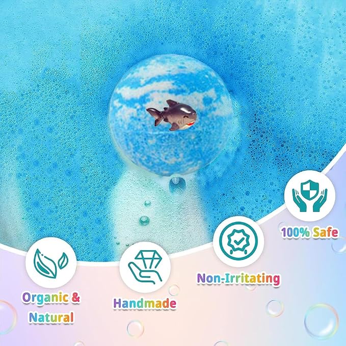 Bath Bomb Gift Set with Surprise Inside, 20 Pack Organic Bath Bombs for Kids, Kids Safe Handmade Fizzy Balls for Kid, Ideal Birthday Gift for Kids, Boys, Girls