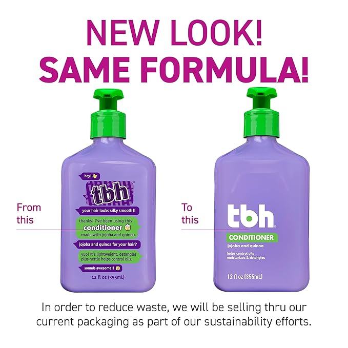 TBH Kids & Teen Hair and Body Care Set – Shampoo, Conditioner & Body Wash with Natural Ingredients – Sulfate & Paraben Free – Gentle for All Hair & Skin Types – 3-Pack, 12 oz Each