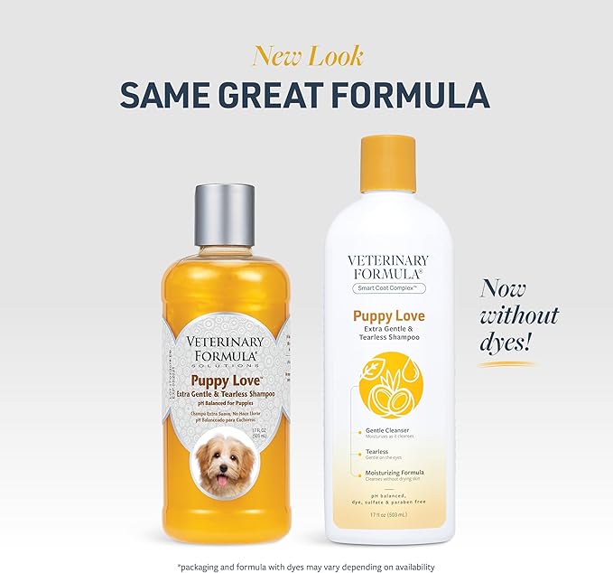 Veterinary Formula Smart Coat Complex Puppy Love Extra Gentle Tearless Shampoo, 17 Fl oz – for Pups Over 6 Weeks – with Fresh Scent, Long-Lasting Clean – Won't Dry Out Delicate Skin