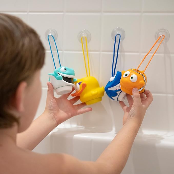 Suddy Buddy® Bubble Maker for Bathtub | Fun Kid Bubble Bath Toys | Safe Bath Bubbler for Boys & Girls Ages 3+ | Includes 1 Foam Dispenser, 1 Trading Card & 3 Super-Bubble Drops | Calvin Clownfish