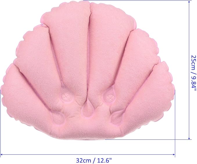 M METERXITY 2 Pack Inflatable Bath Pillow - Ultralight Inflatable Compressible Pillow with Suction Cups, Neck Support, Apply to Bathtub (Pink)