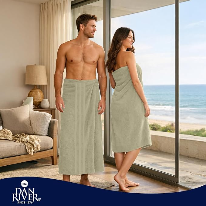 DAN River 2 Pack Bath Sheets Extra Large 35x70, Large Bath Towels for Adults, XL Oversized Heavy Duty Towel Set, 600 GSM 100% Ring Spun Cotton, Soft Quick Dry, Beige