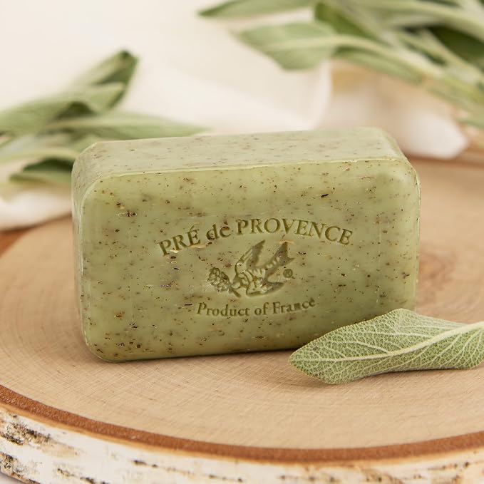 Pre de Provence Artisanal Soap Bar, Natural French Skincare, Enriched with Organic Shea Butter, Quad Milled for Rich, Smooth & Moisturizing Lather, Sage, 5.3 Ounce