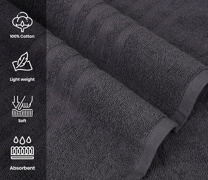 Pack of 2 Jumbo Bath Sheet 40 x 80 Inches, Extra Large Lightweight & Quick Dry Bath Towel, Super Soft & Highly Absorbent – 100% Cotton, Perfect to Wrap Yourself in – Charcoal Grey